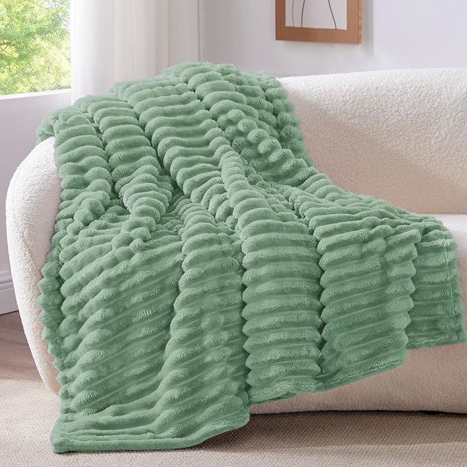 BEDELITE Striped Fleece Throw Blanket, Soft Cozy, Lightweight Warm, - Image 2