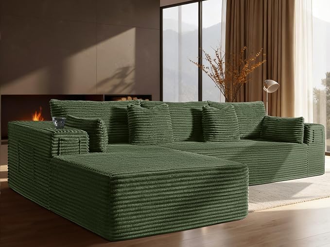108" Cloud Sectional Couch, Comfort L Shaped Boneless Couch by VYUXWO