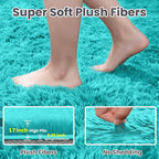 4x6 Fluffy Shag Area Rugs for Living Room Bedroom: Soft Carpet Teal Blue | - Image 5