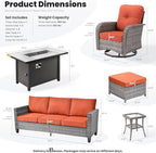 ovios 7 Pieces Patio Furniture Set, Outdoor Wicker Sofa Couch - Image 9