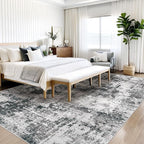 9x12 Area Rugs Washable Rug: Abstract Neutral Rugs Modern Non Slip Area Rug - Image 4