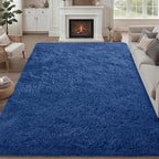 9x12 Area Rug Living Room Bedroom: Fluffy Plush Shag Carpet Blue | by Luxturiy