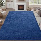 8x10 Area Rug Living Room Bedroom: Fluffy Plush Shag Carpet Blue | by Luxturiy