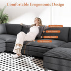 Vesgantti 109" L Shaped Cloud Sectional Couch, Comfy Corduroy Upholstered - Image 4