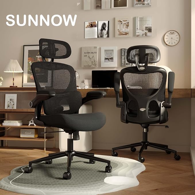 SUNNOW Ergonomic Office Chair, Comfy Mesh Desk Chair, High Back Computer Gaming - Image 2