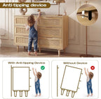 FUQARHY 6 Drawer Dresser Rattan Dresser Modern Chest - Image 8