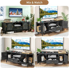 70" Fluted TV Stand for Tvs up to 80", Mid-Century Modern Entertainment Center - Image 6