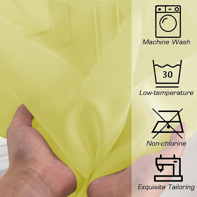 Sheer Lemon Curtains for Bedroom Living Room 63 Inch Length 2 Panels Set - Image 5