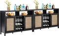 SICOTAS Rattan Coffee Bar Cabinet, Modern Liquor Wine Cabinet Set of 2 Credenza by SICOTAS