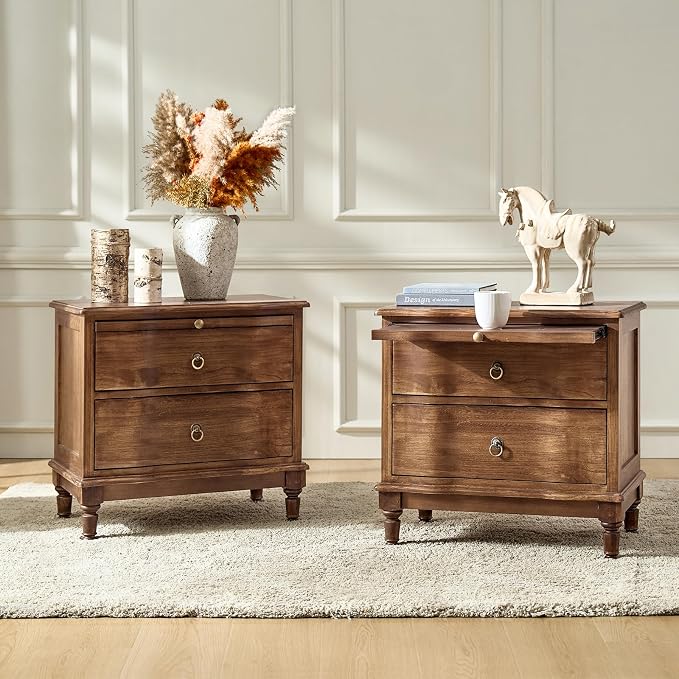 HULALA HOME Solid Wood Storage End Tables by HULALAHOME