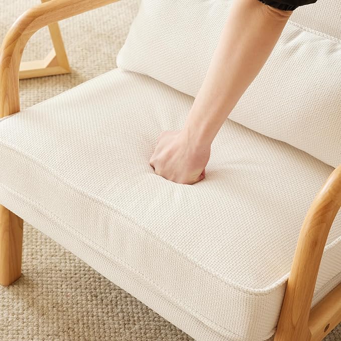 VINGLI Cozy Living Room Chairs, Coarse Linen Beige Accent Chairs Set of 2 - Image 4