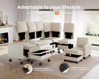 CHIC HOUSE Middle Module for Modular Couch, Corduroy Customizable Chaise - Image 4