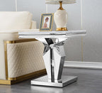 Henf Marble End Table Modern White Faux Marble Sofa Side Table - Image 3
