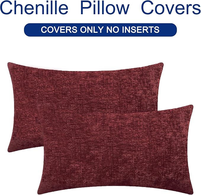 CaliTime Decorative Couch Throw Pillow Covers 20 X 12 Inches Burgundy | Pack of - Image 6