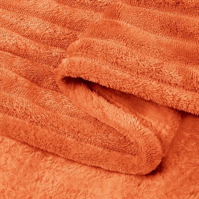 BEDELITE 3D Ribbed Burt Orange Fall Throw Blanket - Image 6