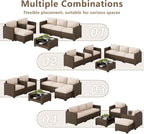 LOUVIXA 7 Piece Outdoor Patio Furniture Set, Rattan Chairs Glass Table Wicker - Image 4