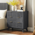 T4TREAM Fluted 3 Drawers Nightstand, Oversized Extra Large Modern Side Table by T4TREAMFurniture