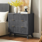 T4TREAM Fluted 3 Drawers Nightstand, Oversized Extra Large Modern Side Table by T4TREAMFurniture