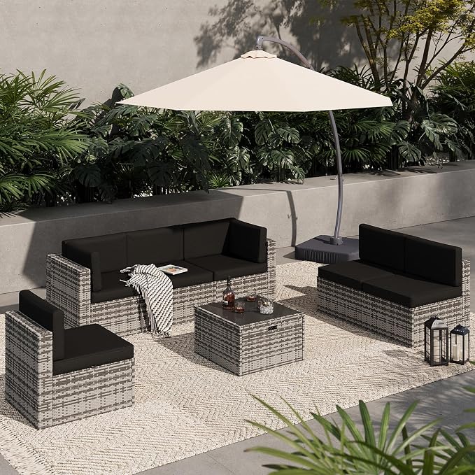 Aoxun 7 Piece Patio Furniture Set, All-Weather Wicker Outdoor Furniture 6 Seats - Image 6