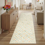 PLHXFR 2.6x10 Washable Runner Rug：Floral Indoor Kitchen Carpet Beige Multi | - Image 6