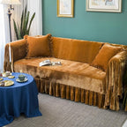 GLORY SEASON Velvet Sofa Cover Soft Decorative Luxurious Solid Exquisite Ruffle - Image 8