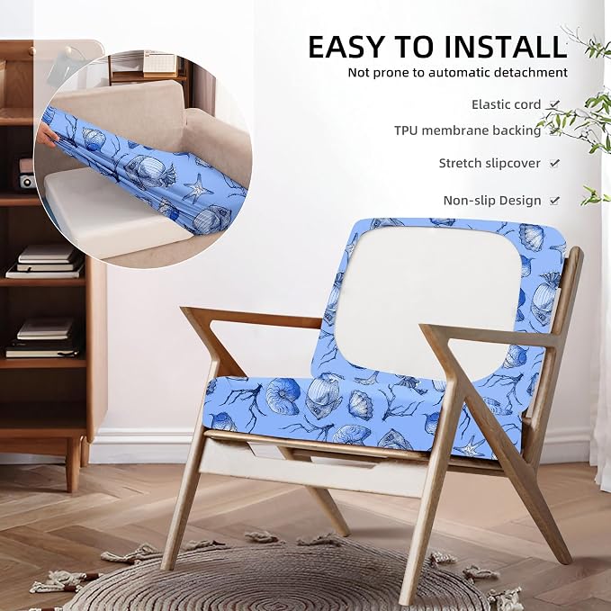 8Pcs Outdoor Cushion Covers, Elastic Patio Cushion Covers | Washable, - Image 5