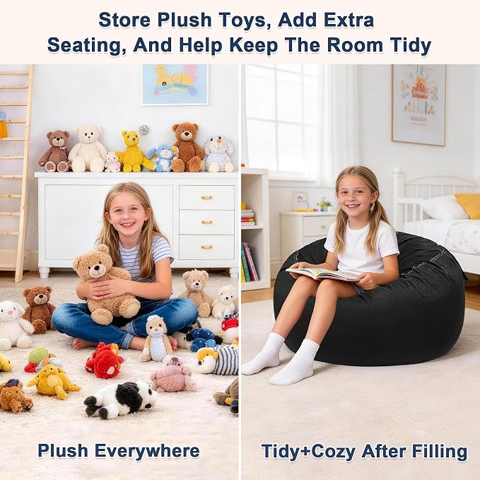 Lukeight Stuffed Animals Storage Bean Bag Chair Cover - Image 6