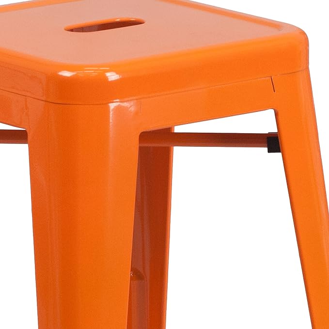 Flash Furniture Kai Commercial Grade 24" High Backless Orange Metal - Image 6