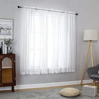 Chyhomenyc White Sheer Curtains 63 Inch Length 2 Panels | Light Filtering - Image 4