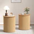 AVZEAR Small Round Side Table Fluted Night Stand Set of 2, Modern Boho End Table by AVZEAR