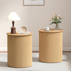 AVZEAR Small Round Side Table Fluted Night Stand Set of 2, Modern Boho End Table by AVZEAR