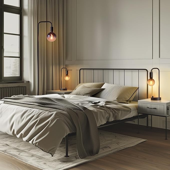 ONEWISH Industrial Lamp Set 3 Piece-1 Floor Lamp and 2 Dimmable Table Lamp- 3 - Image 2