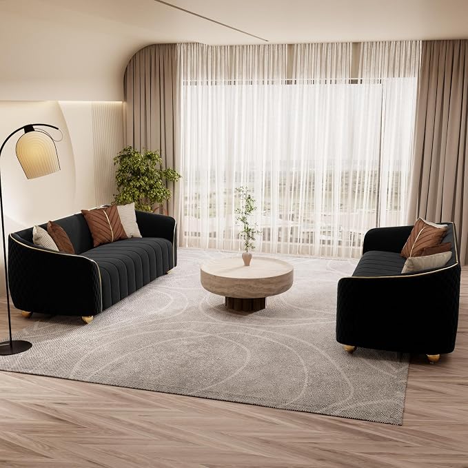 2-Piece Luxury Velvet Sofa Set for Living Room, Elegant Design Couch Set - Image 4