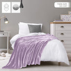 Utopia Bedding Ultra Soft Fleece Bed Blanket Twin Size Lilac | Microfiber Plush - Image 2