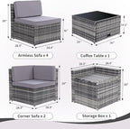 KROFEM 8-Piece Patio Furniture Set, Outdoor Wicker Rattan Sectional - Image 6