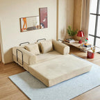 59in Convertible Sofa Bed, Corduroy Boneless Couch Bed, Futon Sleeper Sofa Pull by Unknown