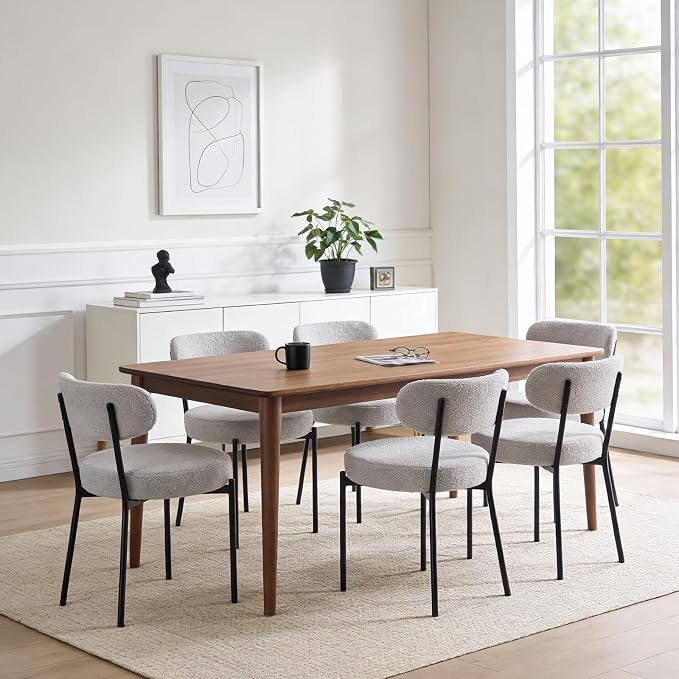 DUMOS Dining Chairs Set of 2, Mid Century Modern Chair Round Upholstered Curved - Image 8