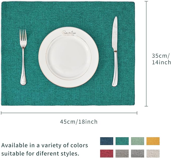 BALCONY & FALCON Placemats Set of 4 Faux Linen Cloth Place Mats Washable - Image 5