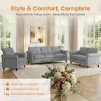 Living Room Sofa Sets 3 Piece, Modern 3 Seater Sofa and Loveseat Couch and - Image 2