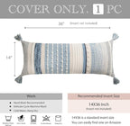 Coastal Blue Decorative Lumbar Pillow Cover 14x36 Boho Long Body Pillow - Image 5