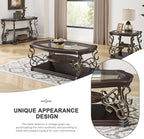 52'' Dark Brown Retro Wooden Coffee Table - Image 3
