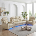 Power Recliner Sofa Set with LED Lights, Includes 2 Manual Recliner 1 Seat and by Unknown