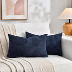 Fancy Homi 2 Packs Navy Blue Lumbar Decorative Throw Pillow Covers 16x26 Inch - Image 5