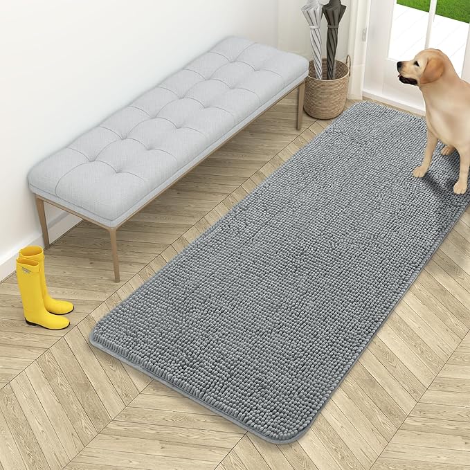 OLANLY Dog Door Mat for Muddy Paws 54x24, Super Absorbent Chenille Mud Mat | by OLANLY