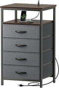 Huuger Night Stand with Charging Station, 4 Drawer Dresser by Huuger
