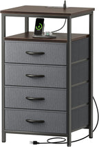Huuger Night Stand with Charging Station, 4 Drawer Dresser by Huuger