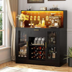 Unikito Wine Bar Cabinet with LED Light, Liquor Cabinet with Wine Rack and by Unikito