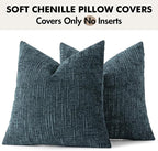 MIULEE Chenille Textured Throw Pillow Covers Blue 18x18 Set of 2 | Slubby - Image 7