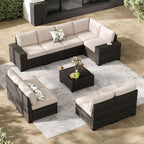 Jing's Villa 10-Piece Patio Furniture Set, All-Weather Outdoor Wicker Sectional by JingsVillaOutdoorFurniture