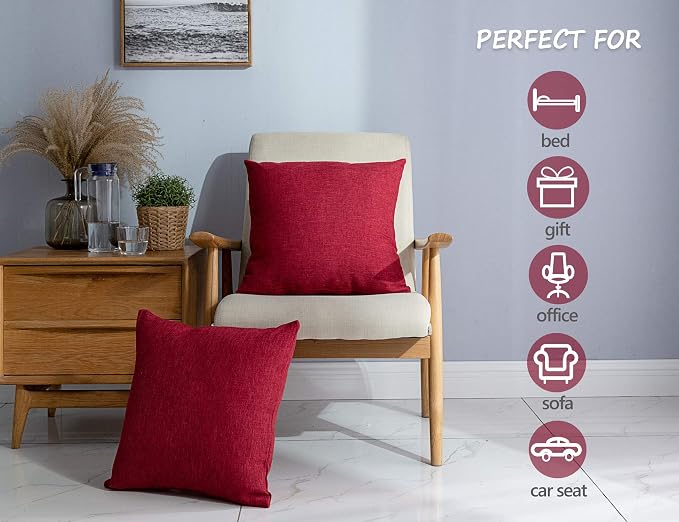 Stellhome Christmas Decorative Burlap Throw Pillow Covers Square Solid - Image 3